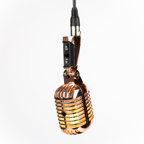Hanging Retro Microphone Lamp - Rose Gold - Microphone Mania