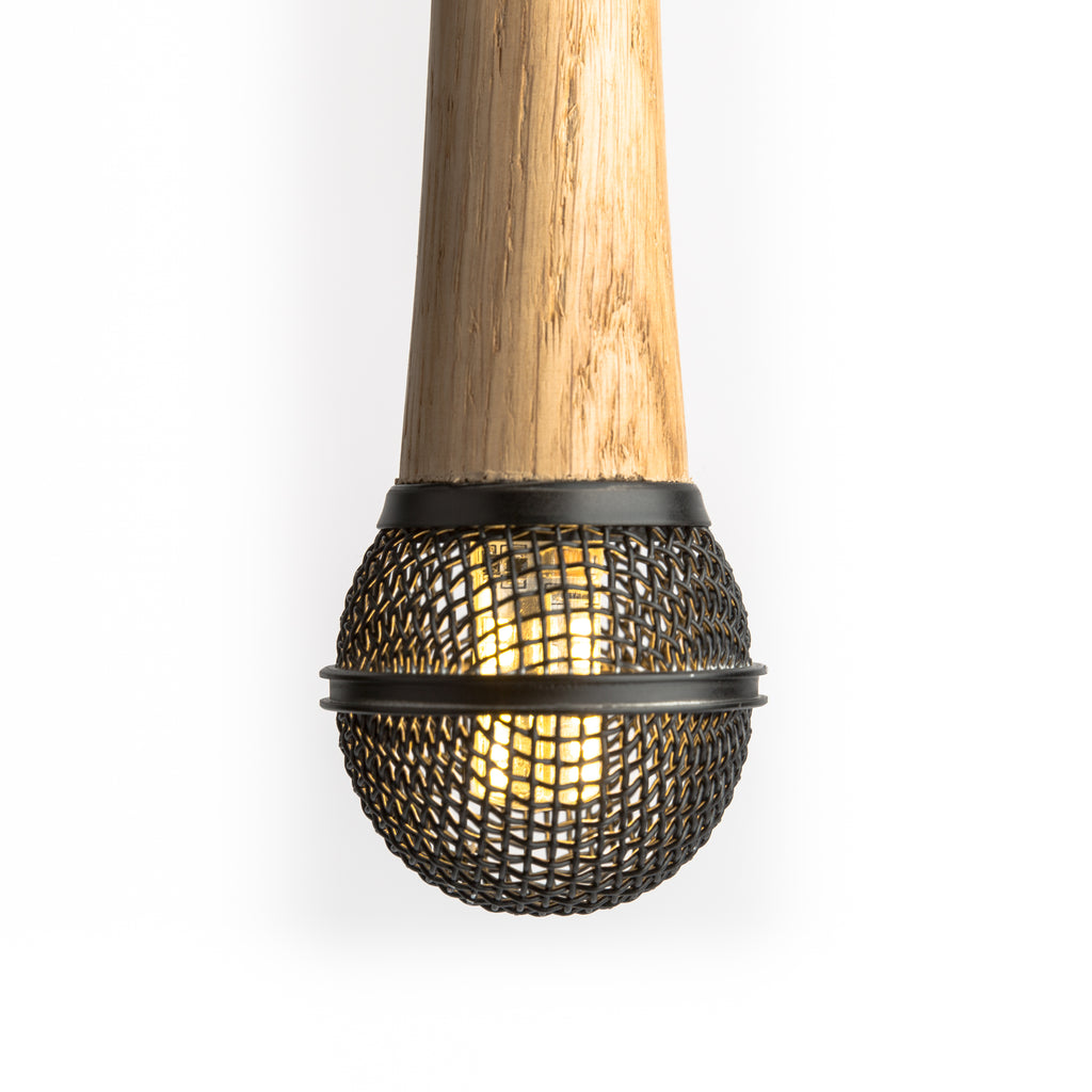 Hanging Wooden Microphone Lamp - Black - Microphone Mania
