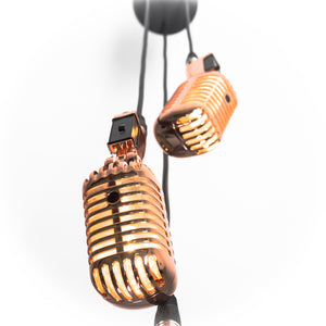Triple Retro Microphone Pendant - Rose Gold - Microphone Mania
